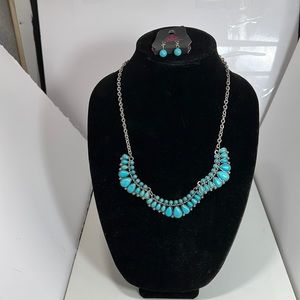 Paparazzi medium length turquoise necklace and earrings
